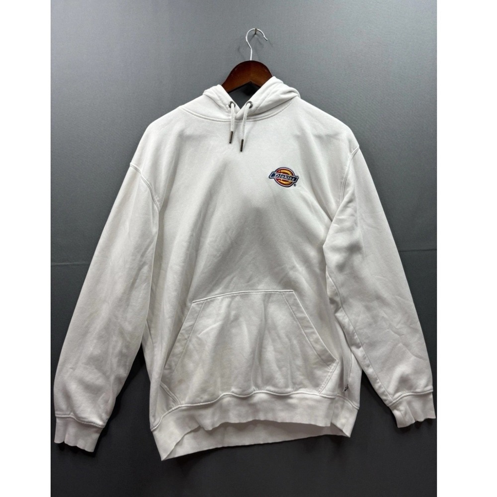 Dickies Hoodie Mens White Embroidered Logo Pullover Fleece L Large